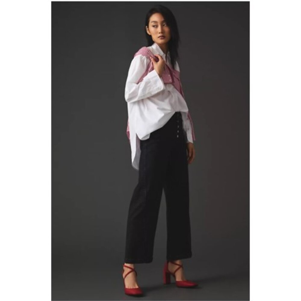 NWT-Anthropologie-PAIGE-Anessa Exposed Button Twist Seam Jeans-Dark Obsidian-33